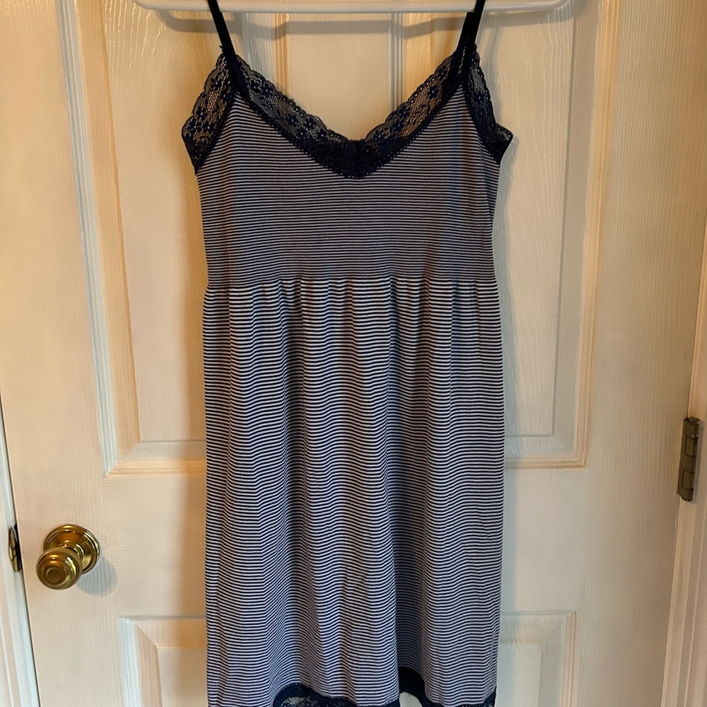 Marilyn Monroe Navy Striped Chemise with Lace